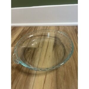 Pyrex Easy Grab 9.5" Pie Pan Scalloped Glass Blue Clear Baking